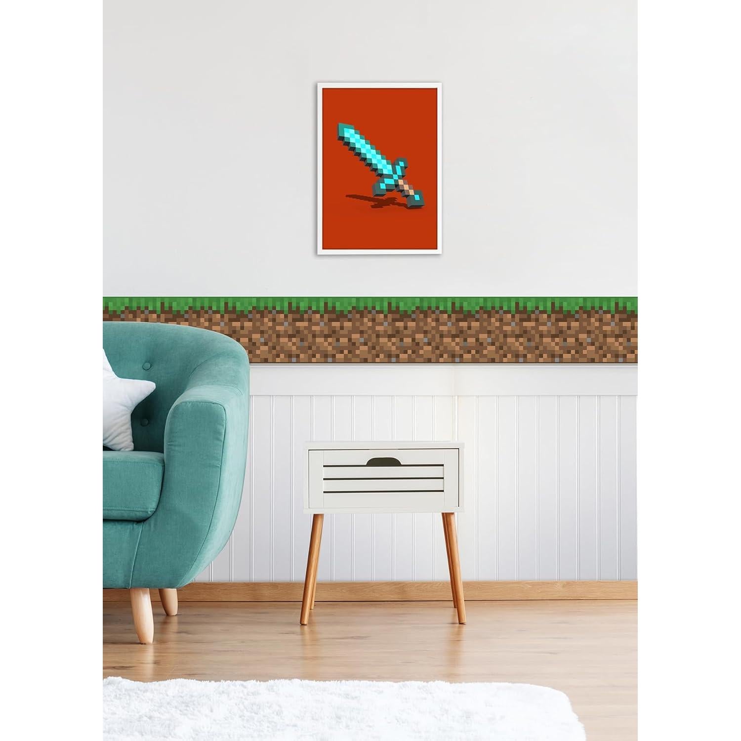 Borde de Papel Tapiz Autoadhesivo RoomMates Minecraft Verde 457cm