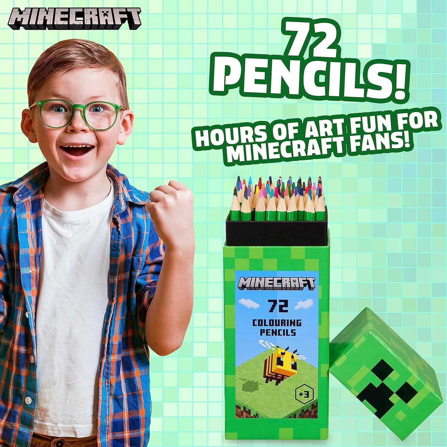 Juego de Lápices de Colorear Minecraft 72 Piezas Caja Creeper