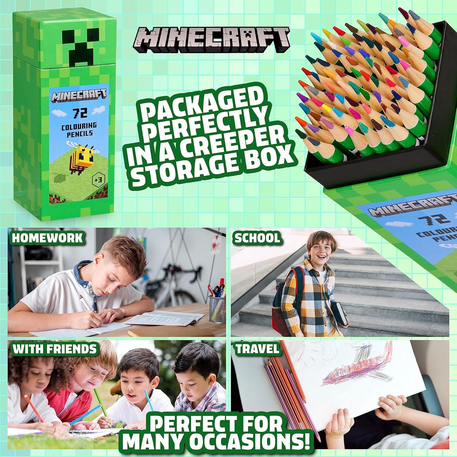 Juego de Lápices de Colorear Minecraft 72 Piezas Caja Creeper