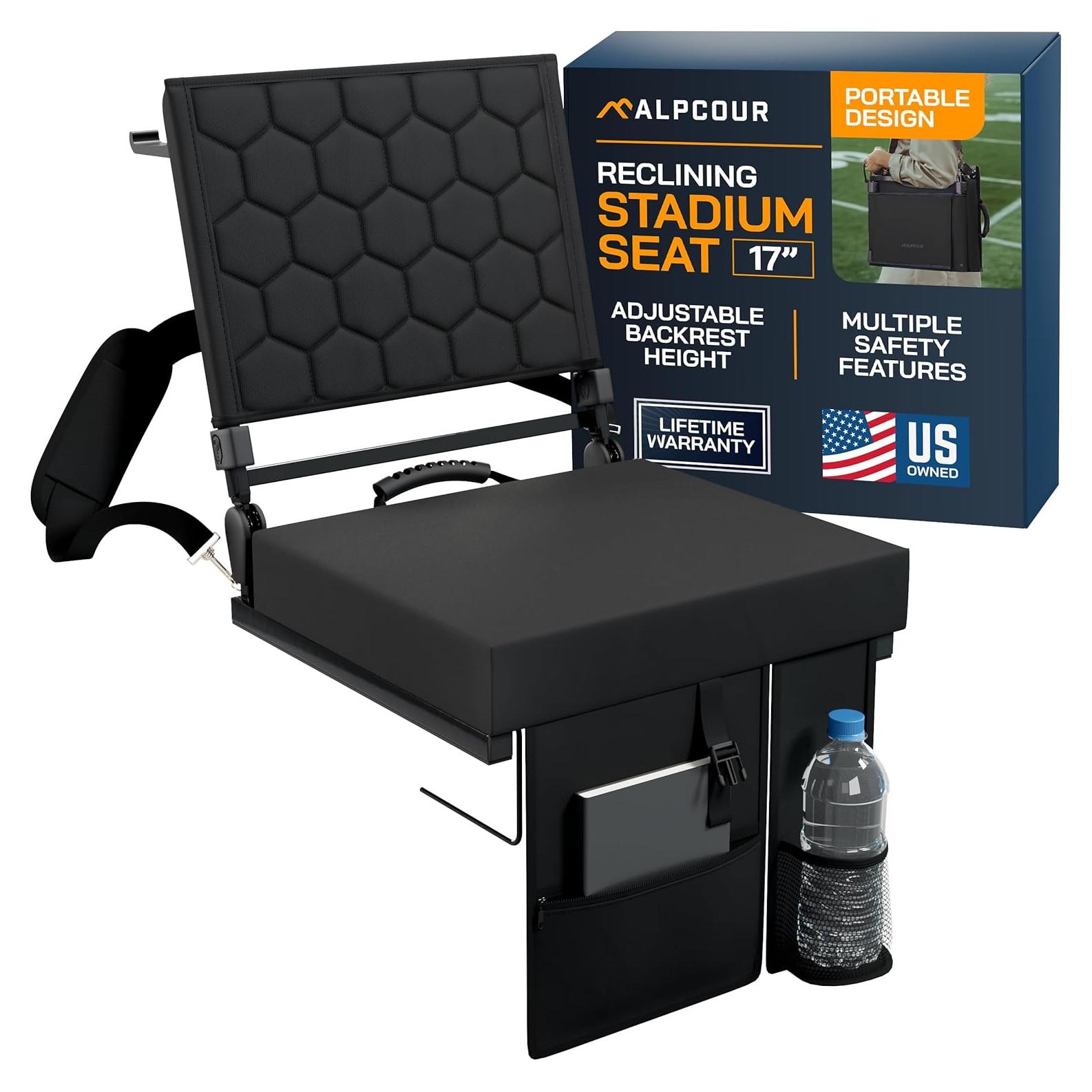 Asiento Plegable Reclinable Alpcour Negro 3 Posiciones 3.6kg