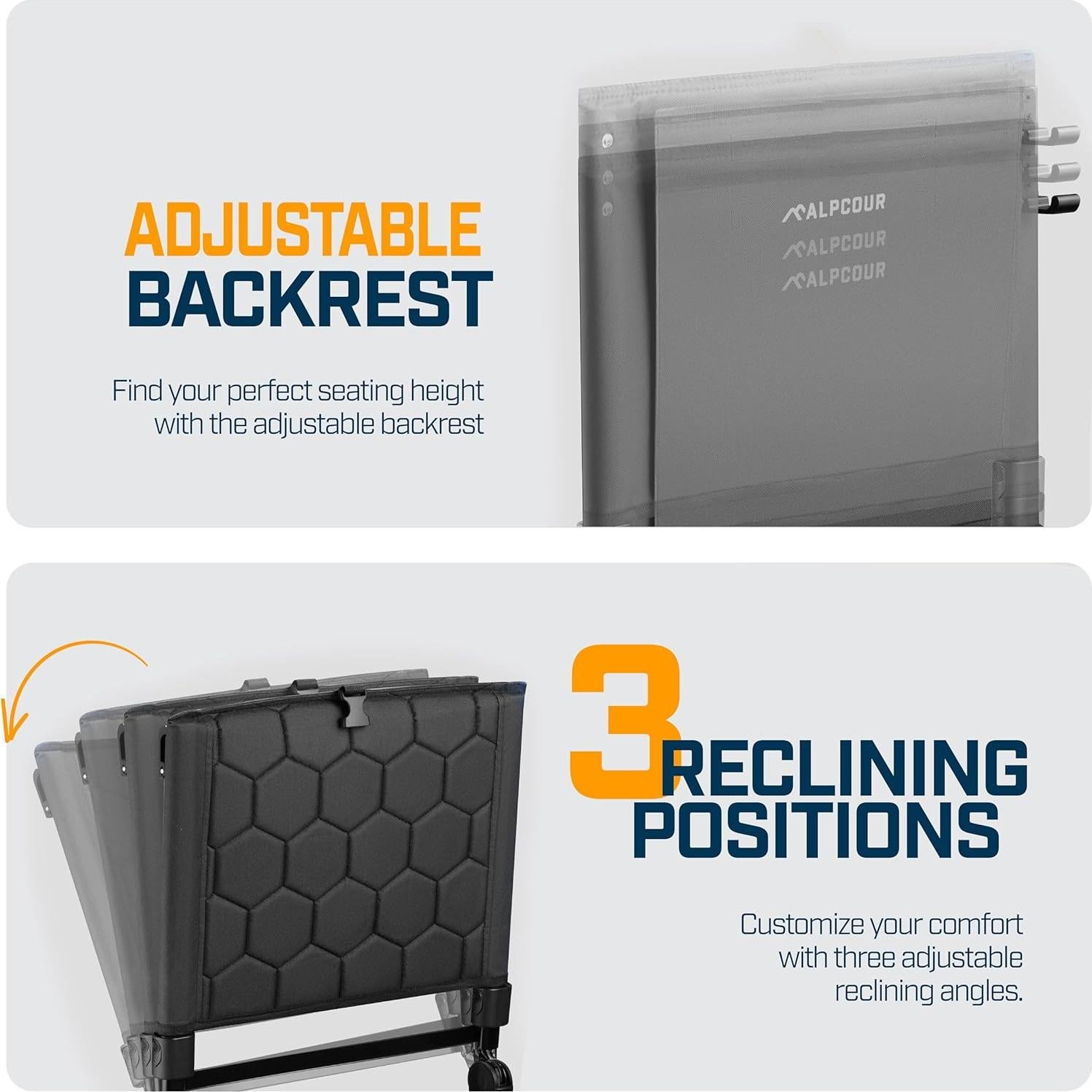 Asiento Plegable Reclinable Alpcour Negro 3 Posiciones 3.6kg