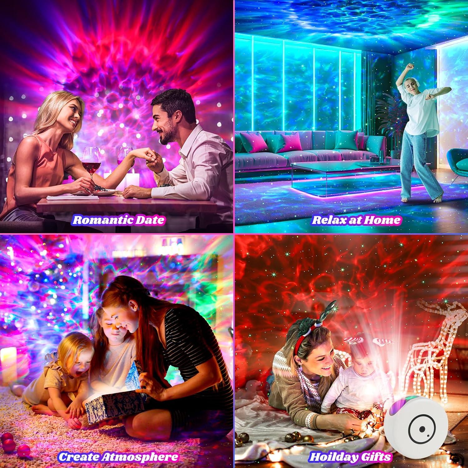 Proyector Estelar HSP Luz Nocturna Galaxia 14.5cm Redondo