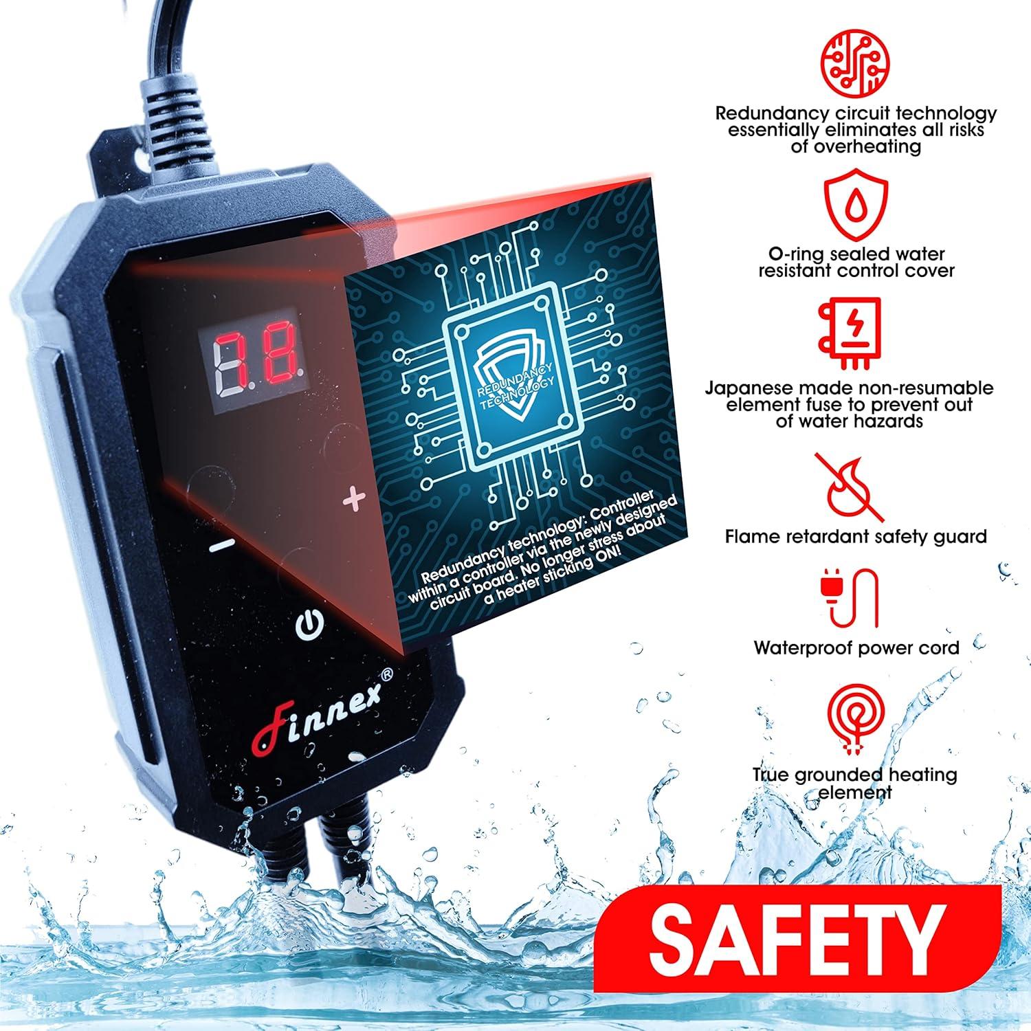 Calentador de Acuario de Titanio Finnex STE 200W con Controlador