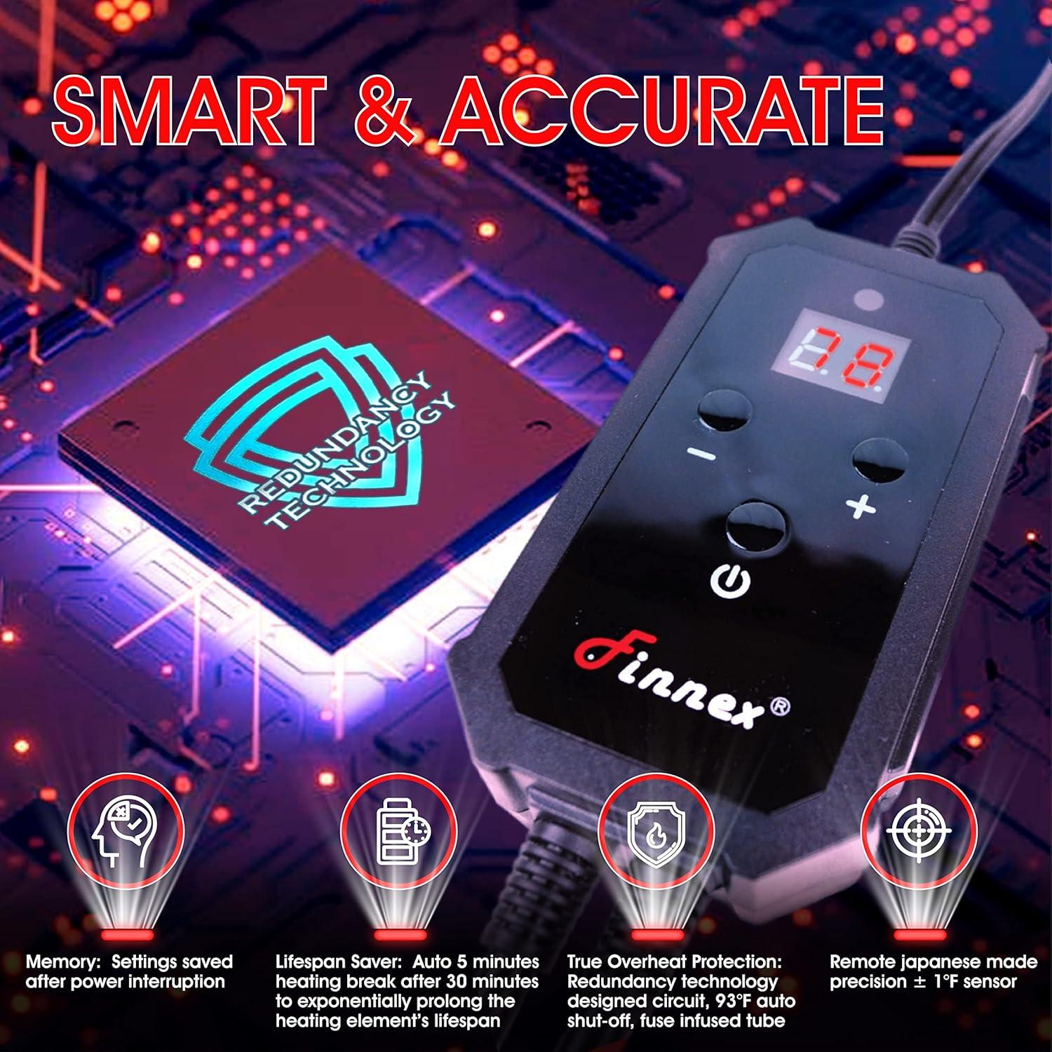 Calentador de Acuario de Titanio Finnex STE 200W con Controlador