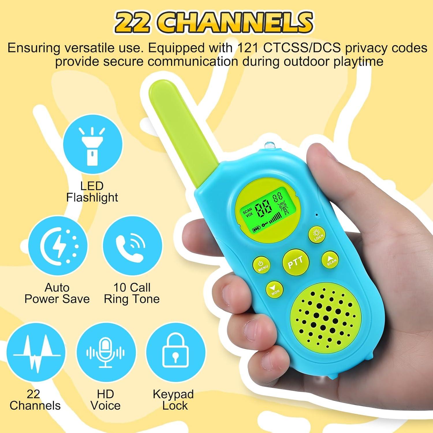 Walkie Talkies para Niños VOOPON 22 Canales Largo Alcance Azul