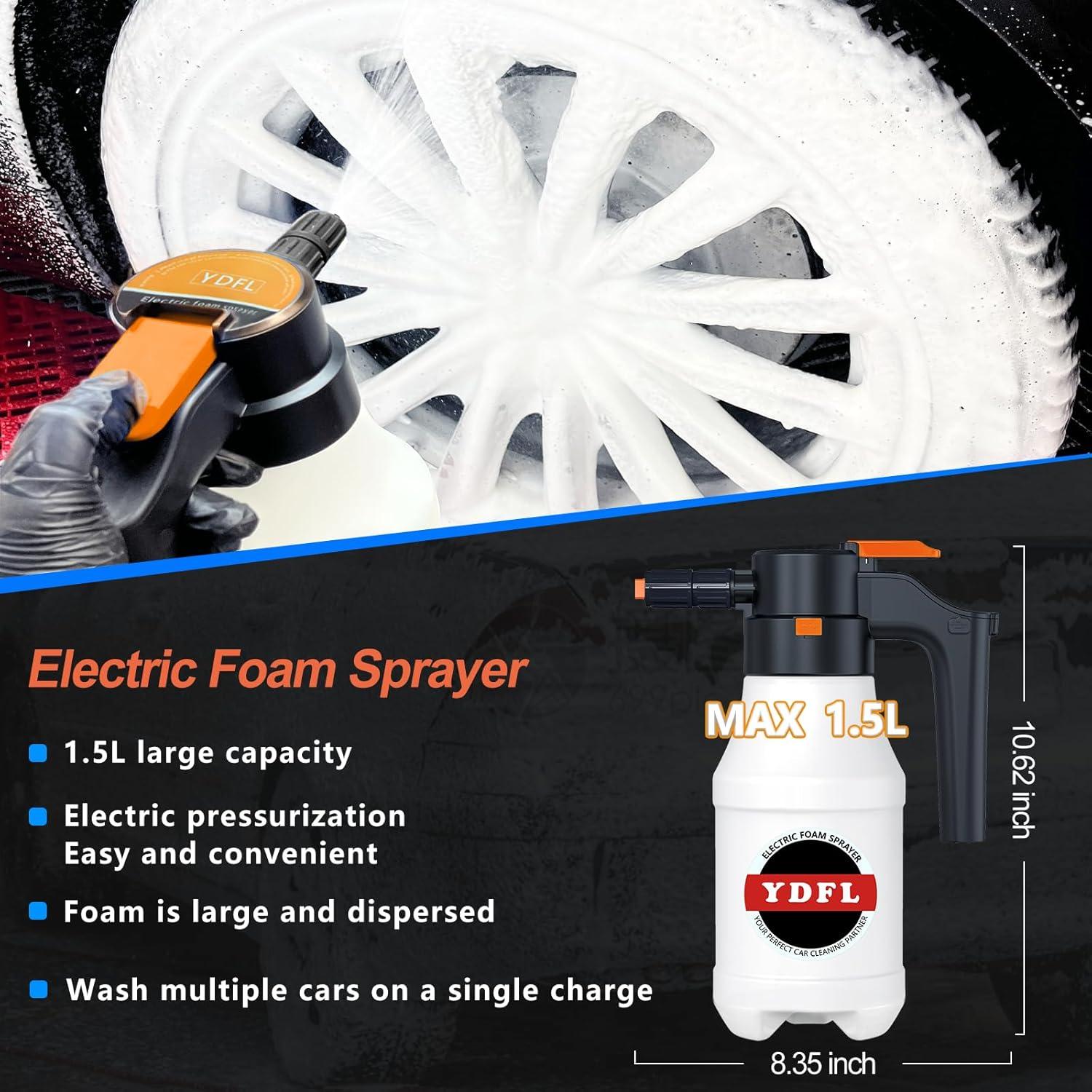 Pulverizador de Espuma Eléctrico YDFL 1.5L USB para Lavado de Autos