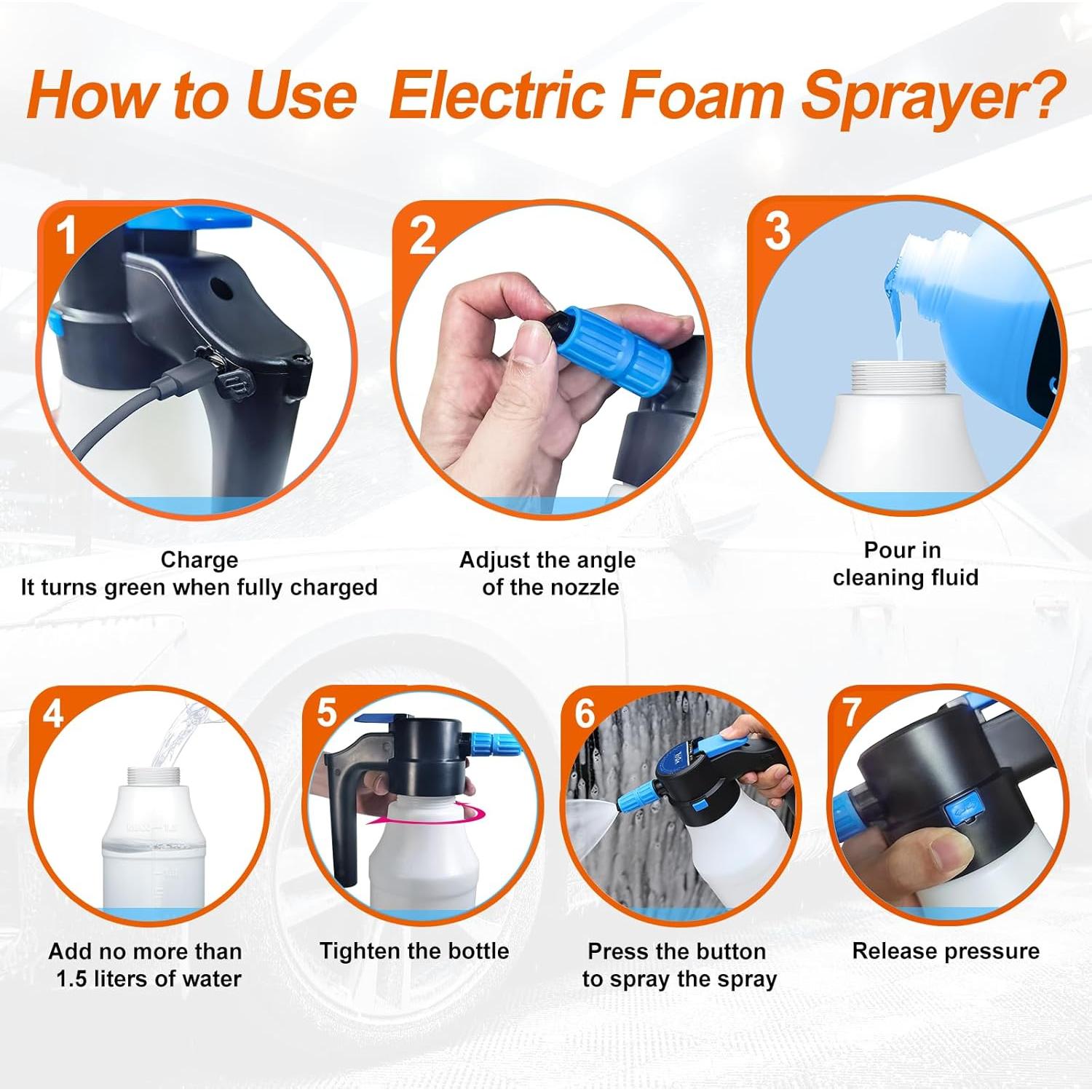 Pulverizador de Espuma Eléctrico YDFL 1.5L para Lavado de Autos