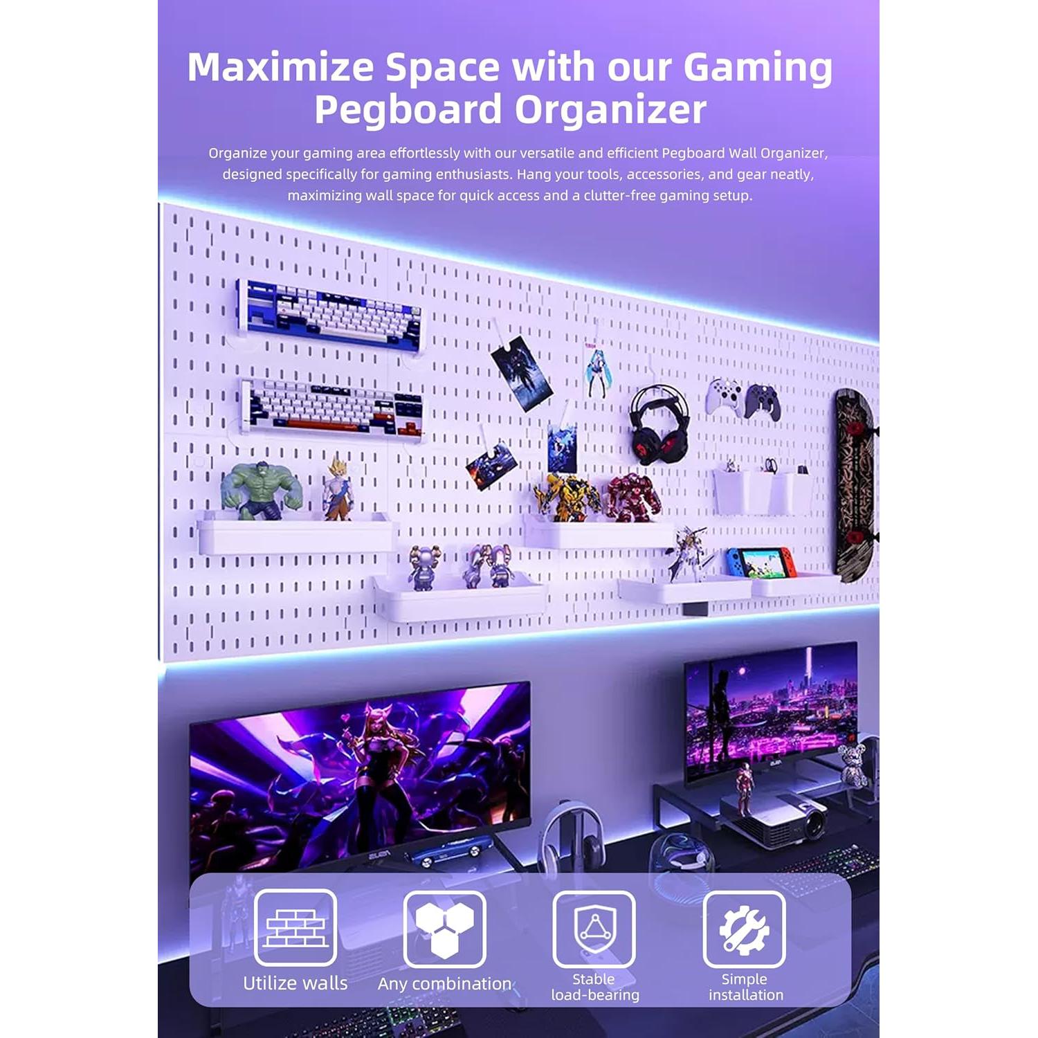 Kit Organizador de Pared Tablero Perforado Zestify Blanco 30x30cm