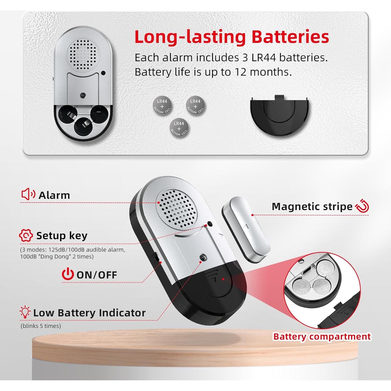 Alarmas de Puerta y Ventana Sanjie - 3 Paquetes, 125dB