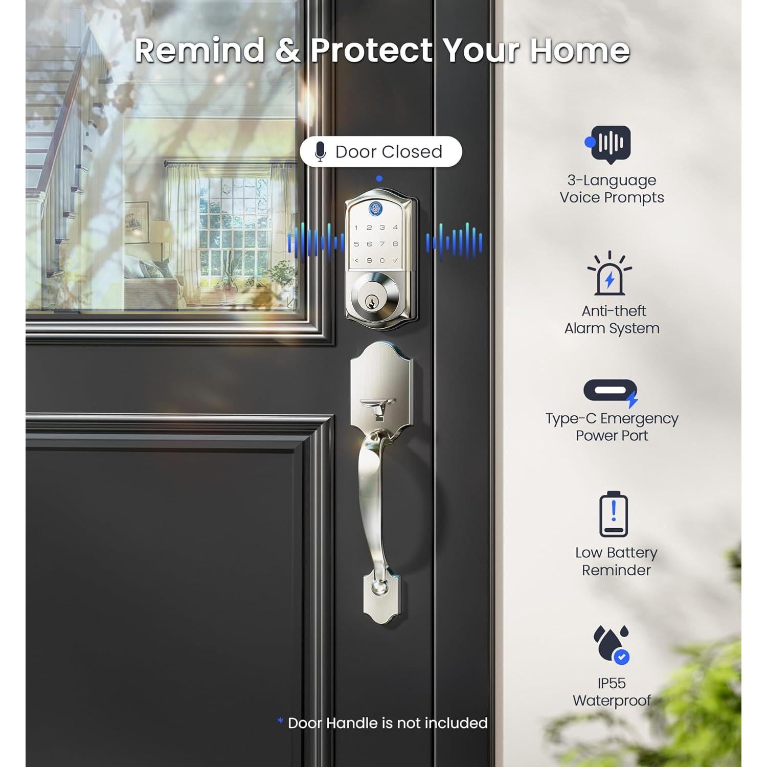Cerradura Inteligente Veise VE017G Wi-Fi con Huella Dactilar