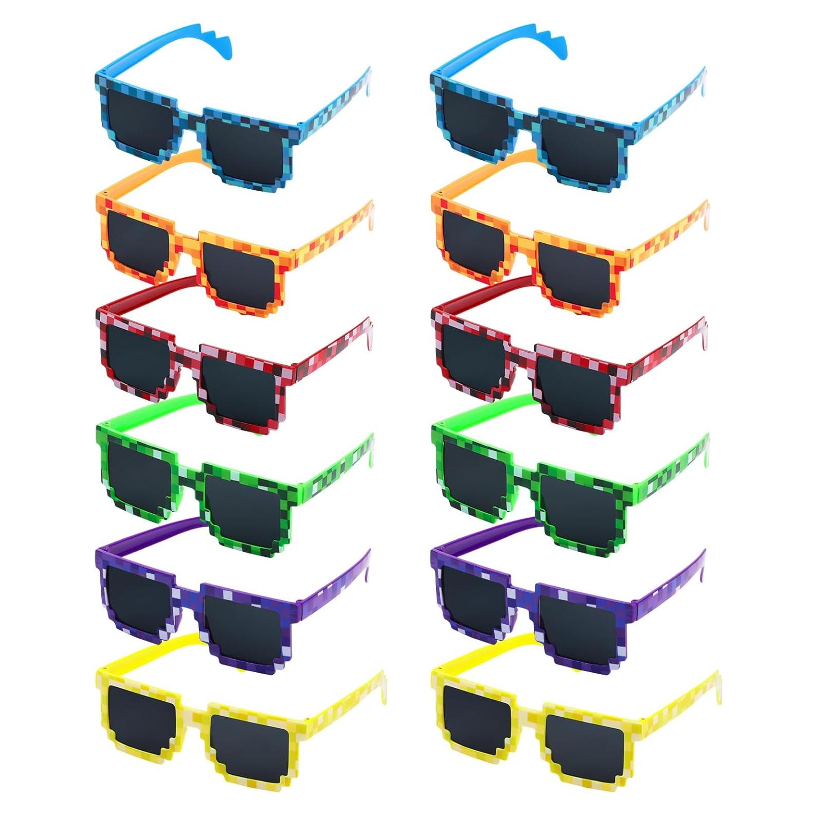 CCINEE 12 Gafas de Sol Pixeladas para Fiesta - Colores Asortidos