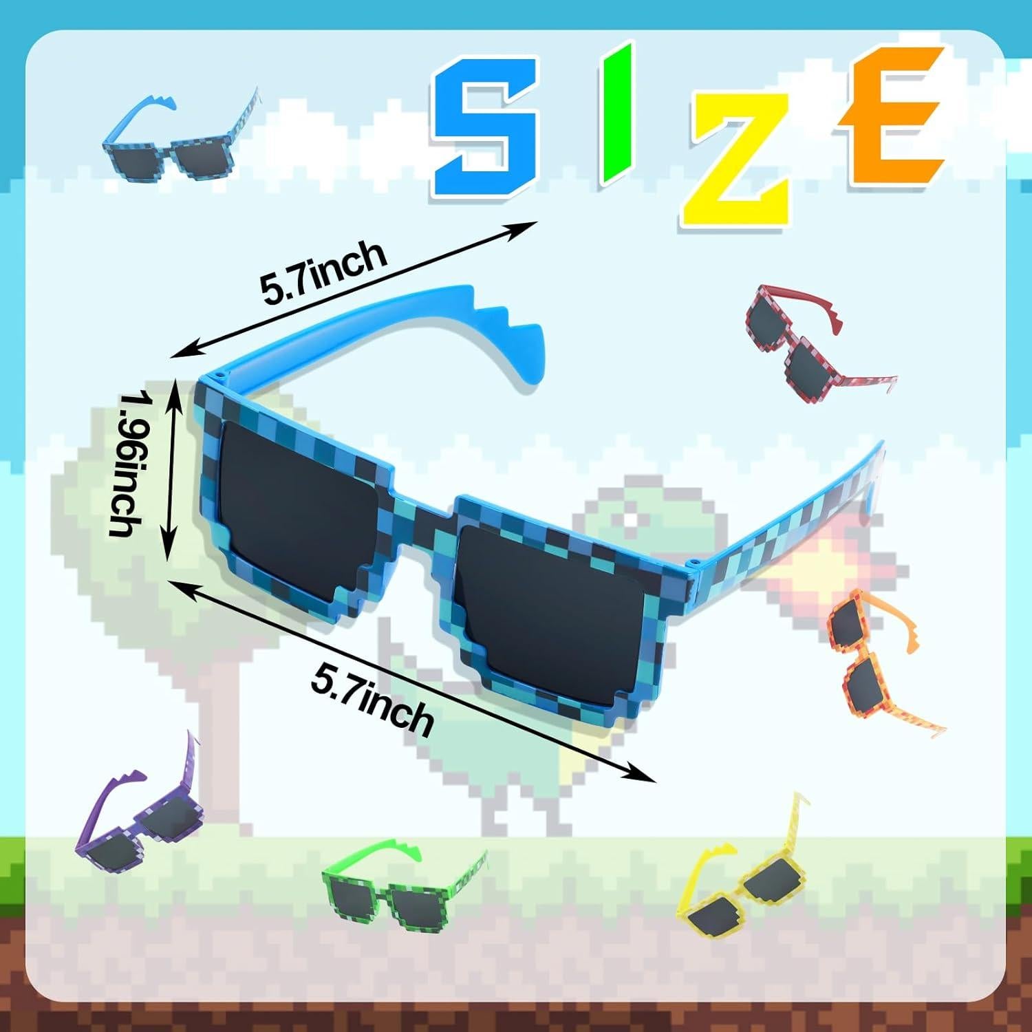 CCINEE 12 Gafas de Sol Pixeladas para Fiesta - Colores Asortidos