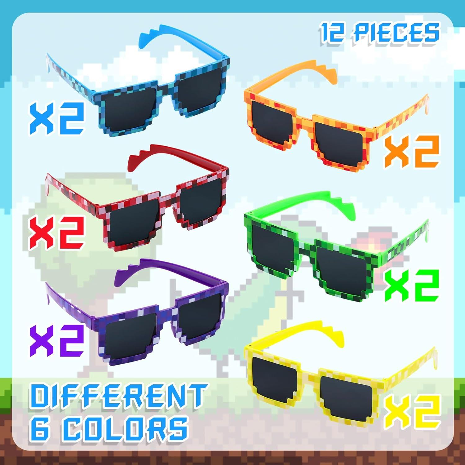 CCINEE 12 Gafas de Sol Pixeladas para Fiesta - Colores Asortidos