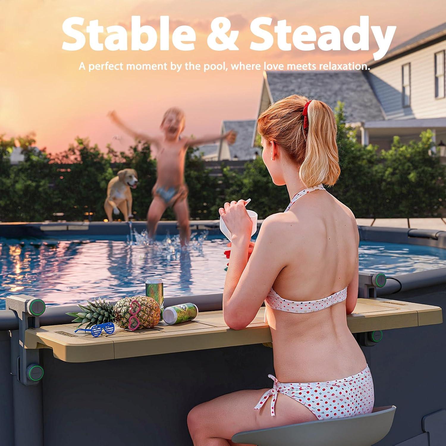 Bar de piscina plegable POOLHACKER 97.79x29.72 cm Marrón Ámbar