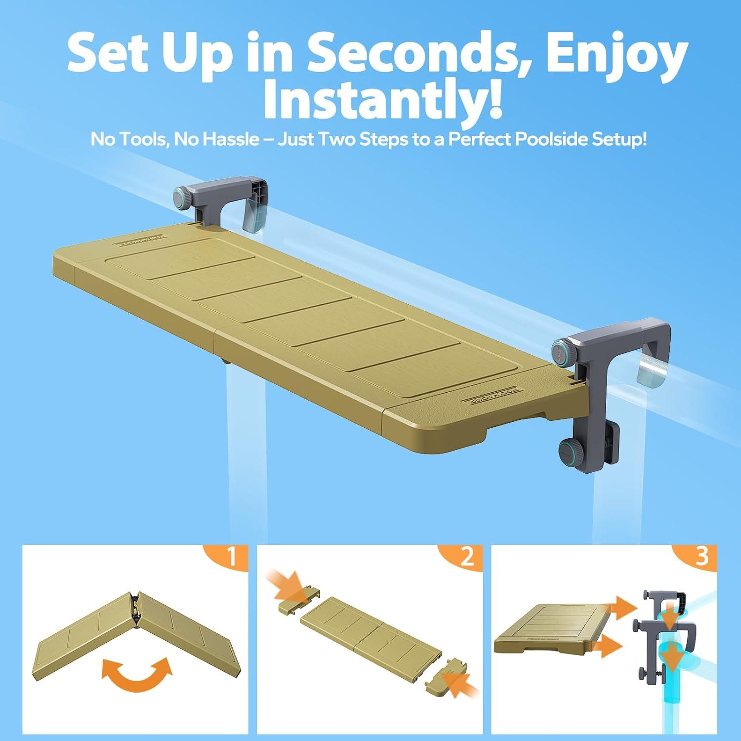 Bar de piscina plegable POOLHACKER 97.79x29.72 cm Marrón Ámbar