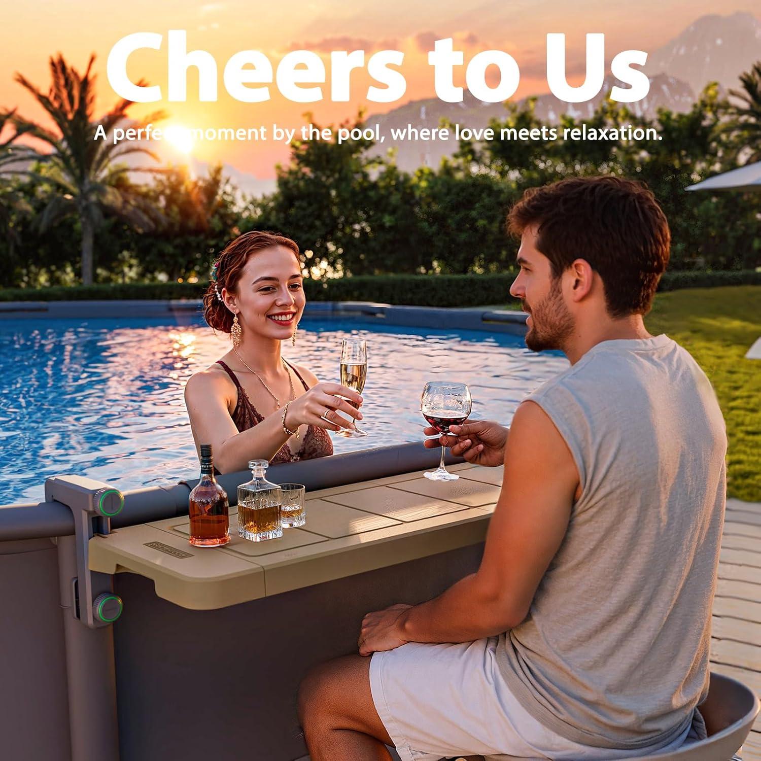 Bar de piscina plegable POOLHACKER 97.79x29.72 cm Marrón Ámbar