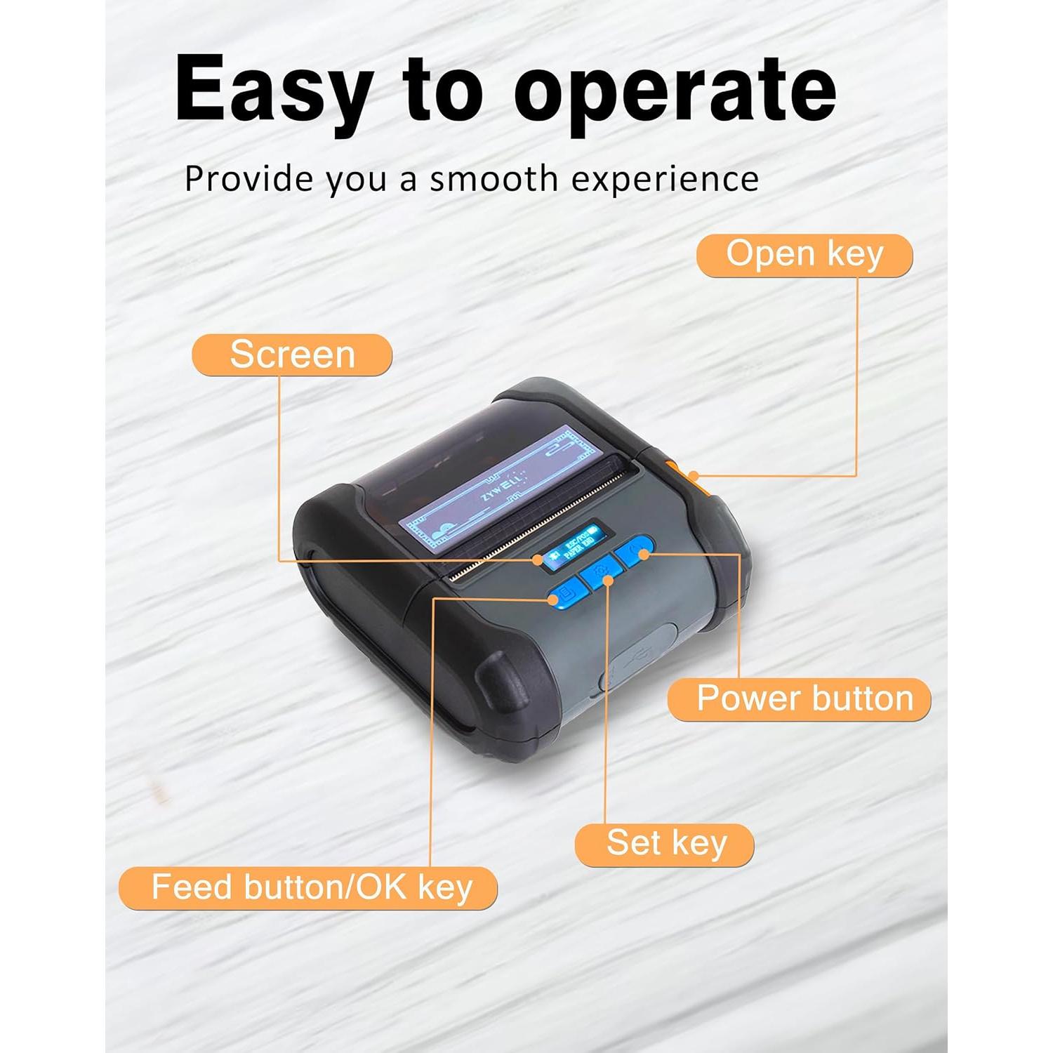 Impresora Térmica ZYWELL ZM04 Mini Inalámbrica 58mm/80mm