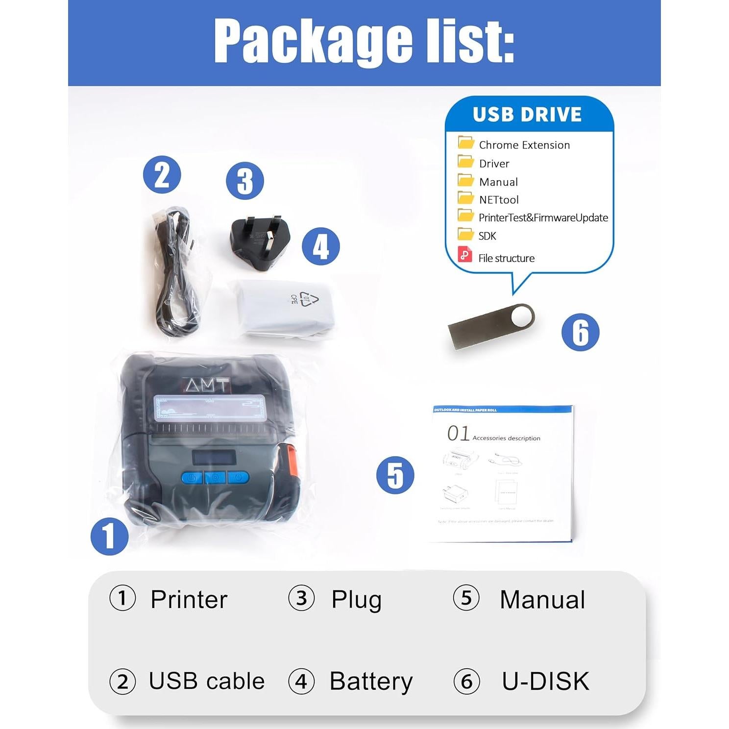 Impresora Térmica ZYWELL ZM04 Mini Inalámbrica 58mm/80mm