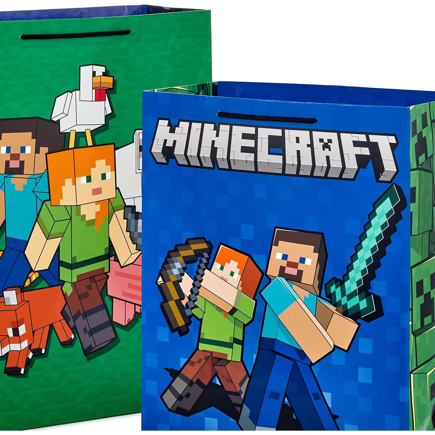 Paquete de 2 Bolsas de Regalo Hallmark Minecraft 26x33cm