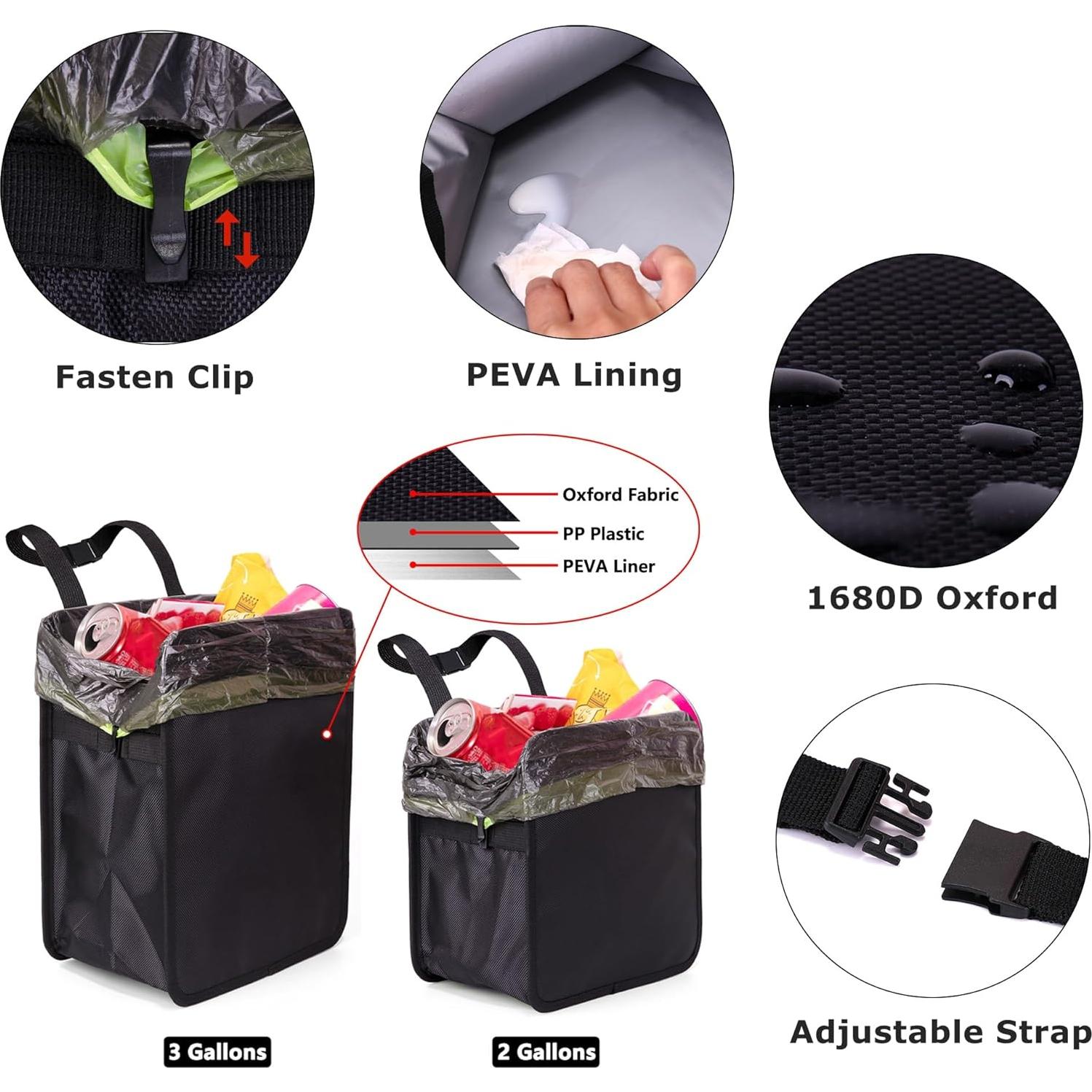 Basurero de Auto Ginsco 7L Plegable Impermeable Negro