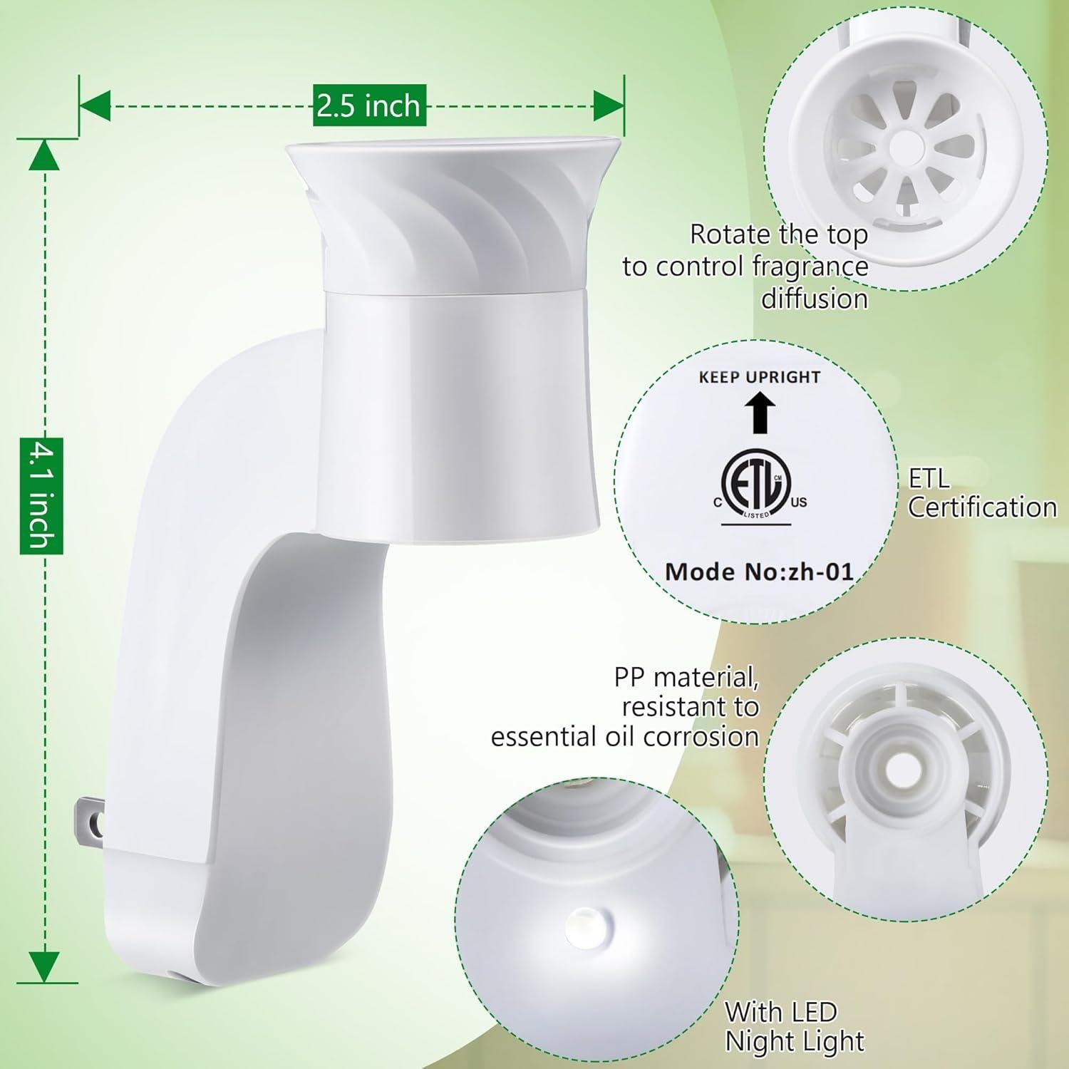 Enchufe de Fragancia Saillong con Luz Nocturna y Difusor