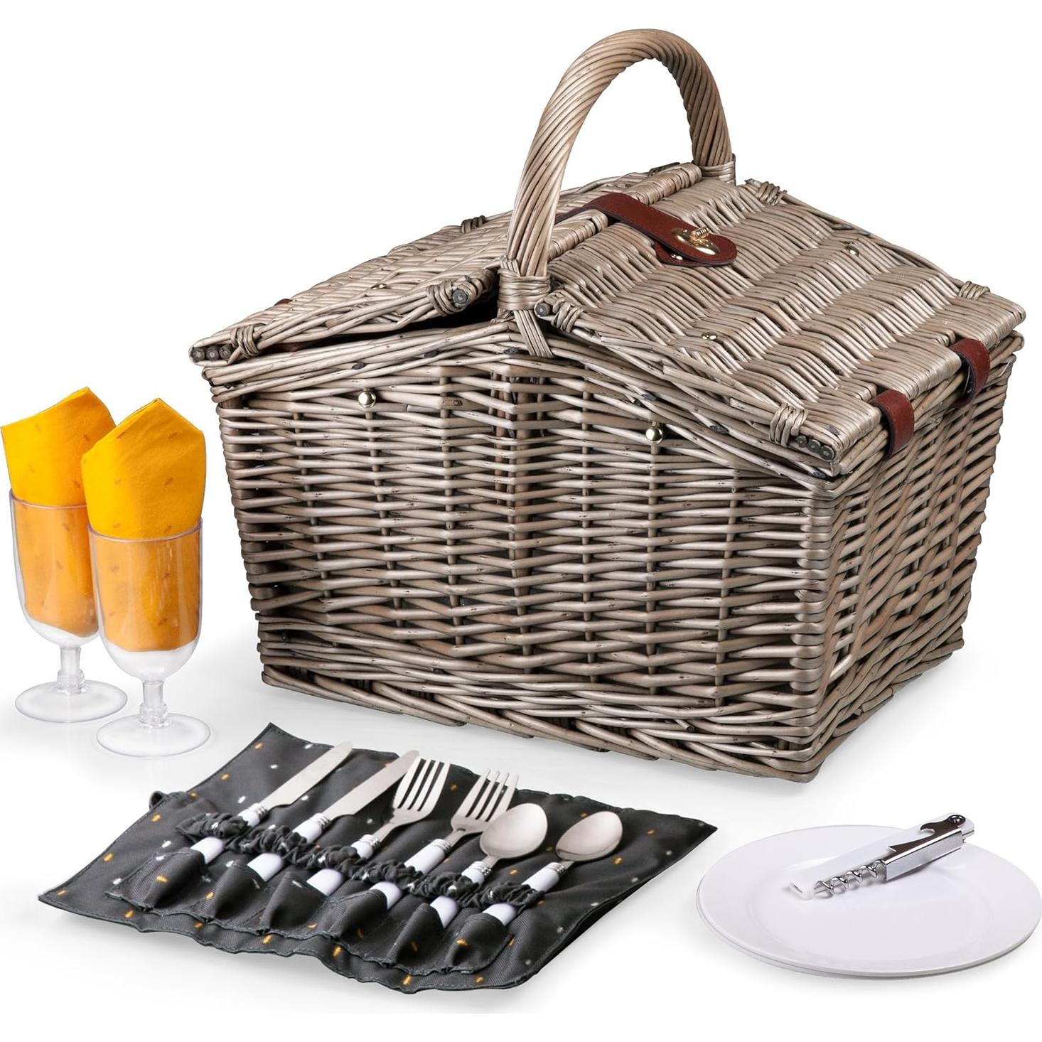Cesta de Picnic Piccadilly PICNIC TIME para 2 - Mimbre Gris