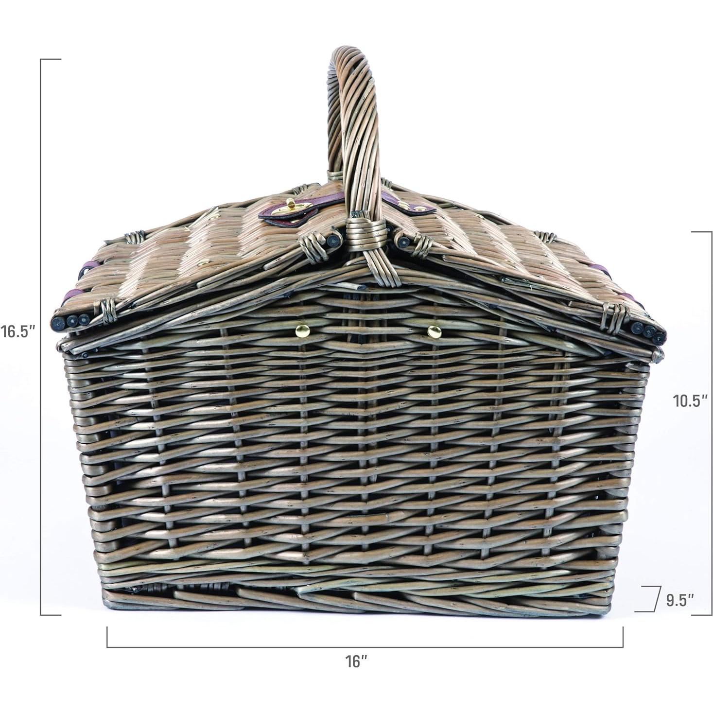 Cesta de Picnic Piccadilly PICNIC TIME para 2 - Mimbre Gris