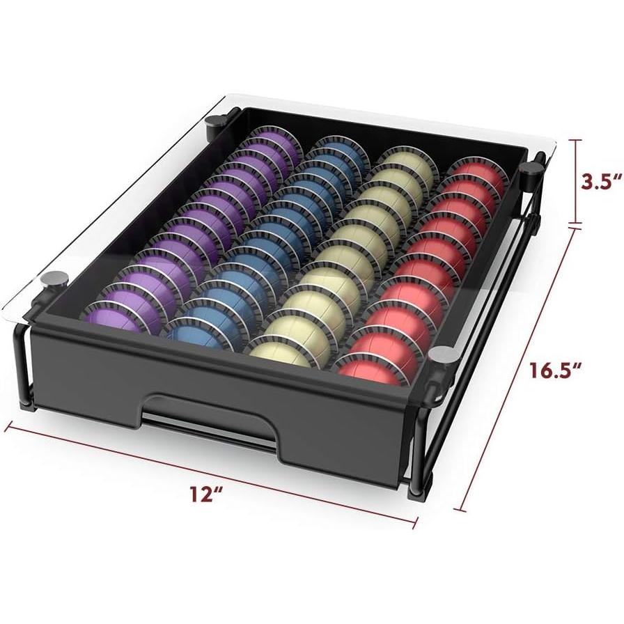 Organizador de Cajón de Vidrio Templado EVERIE para 40 Cápsulas Nespresso