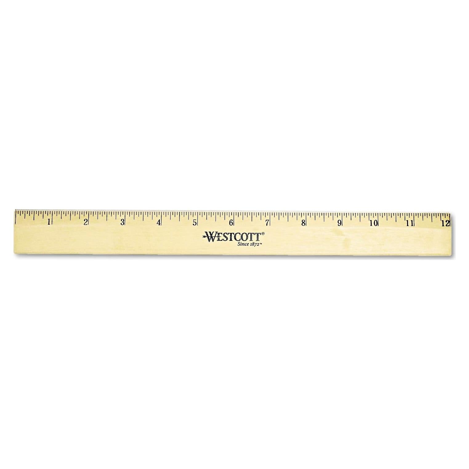 Westcott 05011 Beveled Edge Wooden Ruler, 12 Inch
