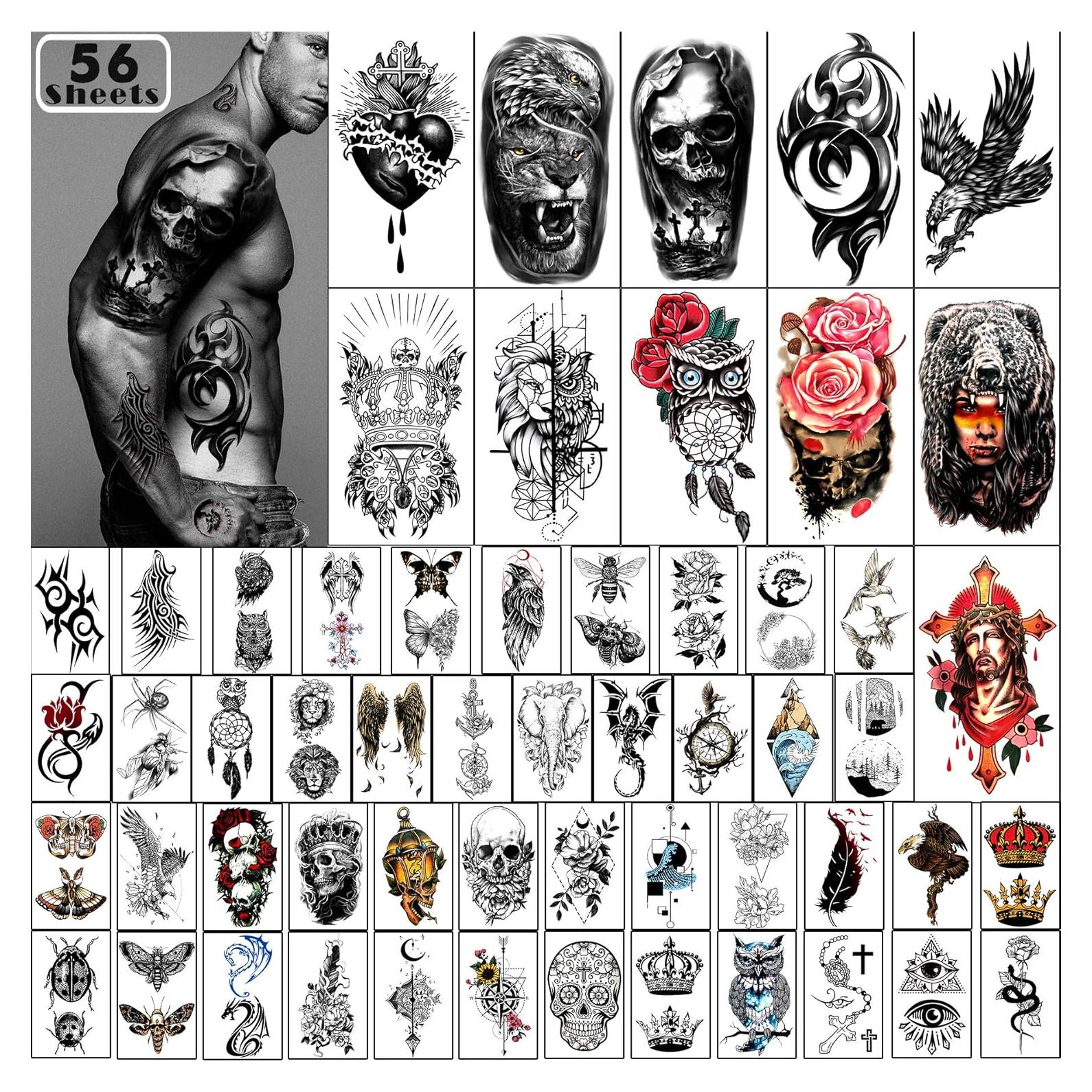 Calcomanías de Tatuajes Temporales Yazhiji 56 Hojas Resistentes