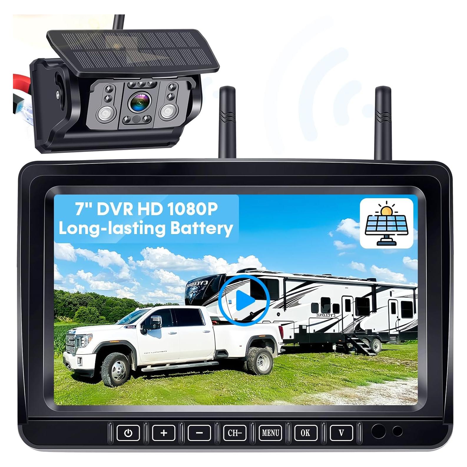 Cámara de Respaldo Inalámbrica Solar 7" HD 1080P para RV