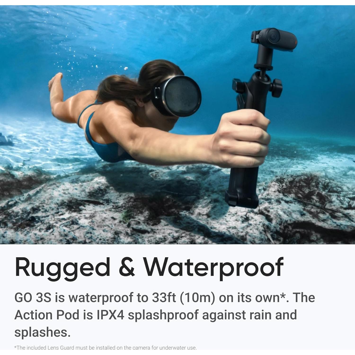 Cámara de Acción Insta360 GO 3S 64GB 4K Negra Impermeable