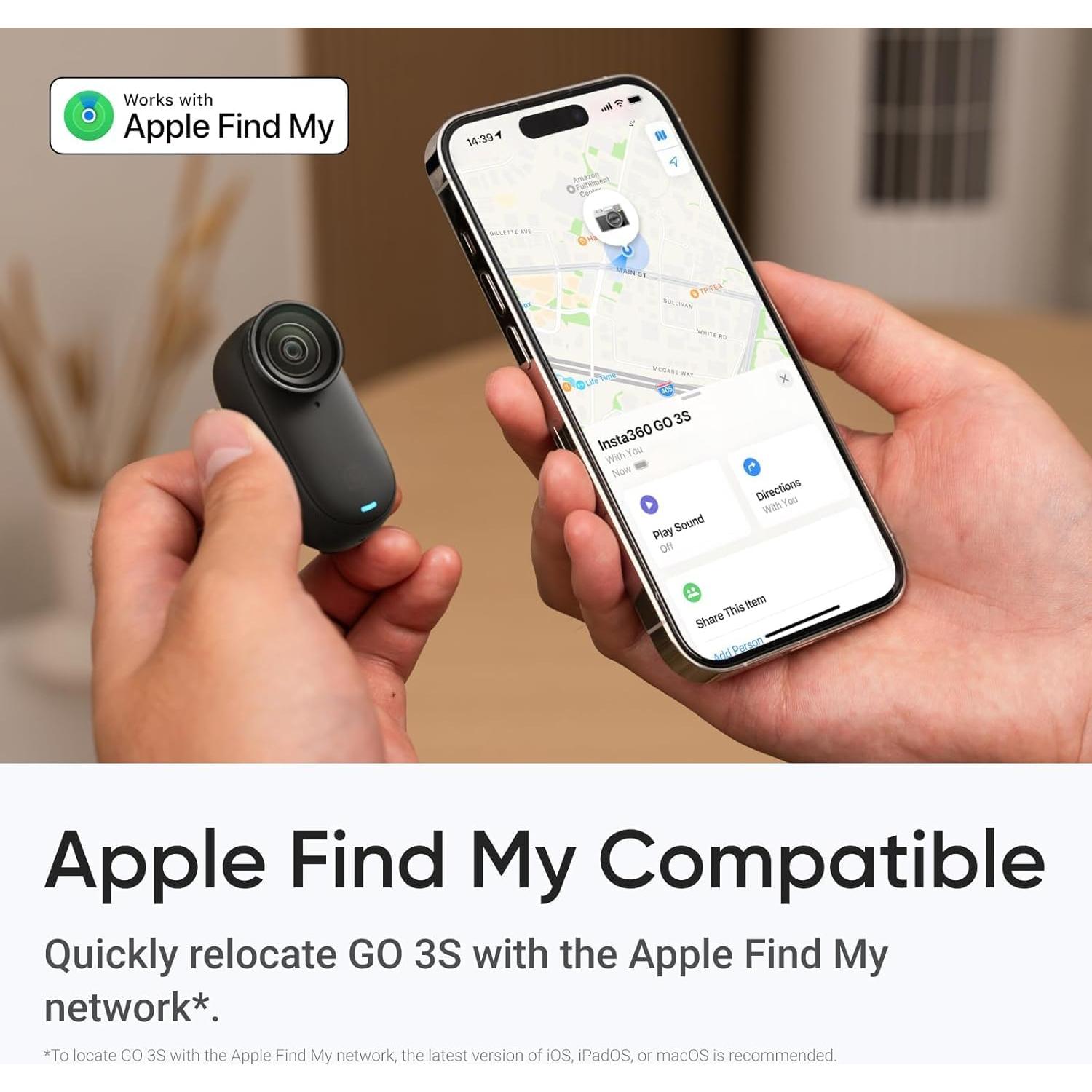 Cámara de Acción Insta360 GO 3S 64GB 4K Negra Impermeable