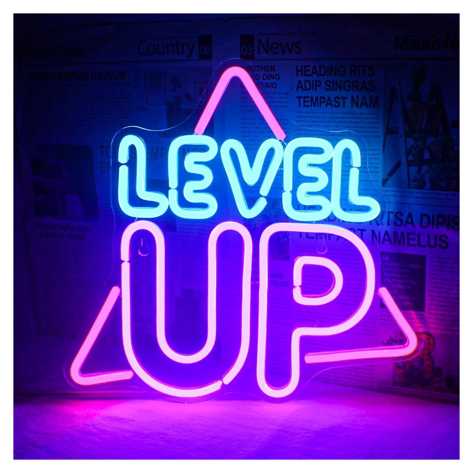 Letrero de Neón Horseneon Level Up 29.2x42.9cm USB LED