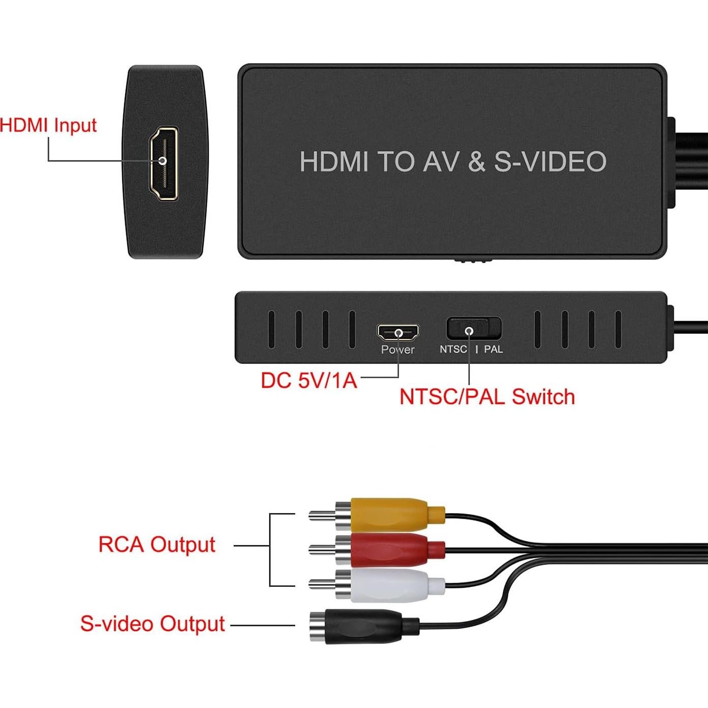 Convertidor HDMI a RCA/SVideo Dingsun 1080p para TV
