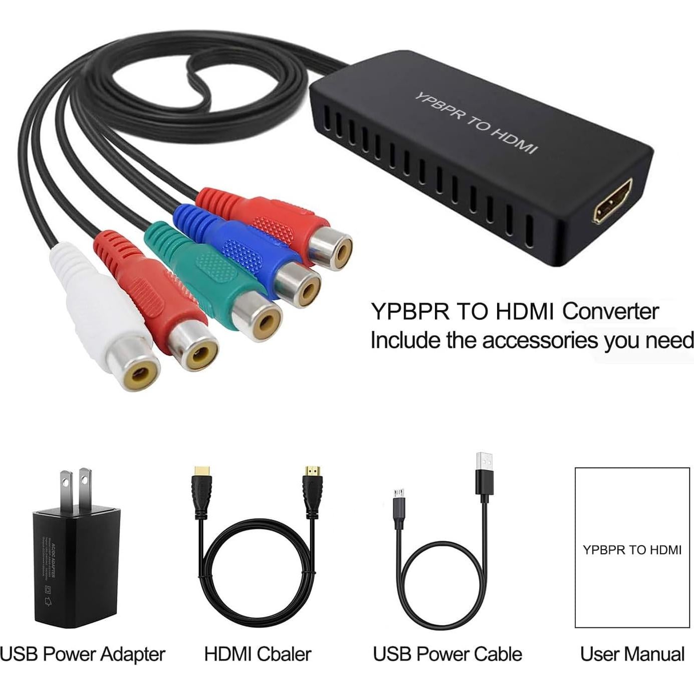 Convertidor de Componente a HDMI Dingsun 55 Pack 720P 1080P