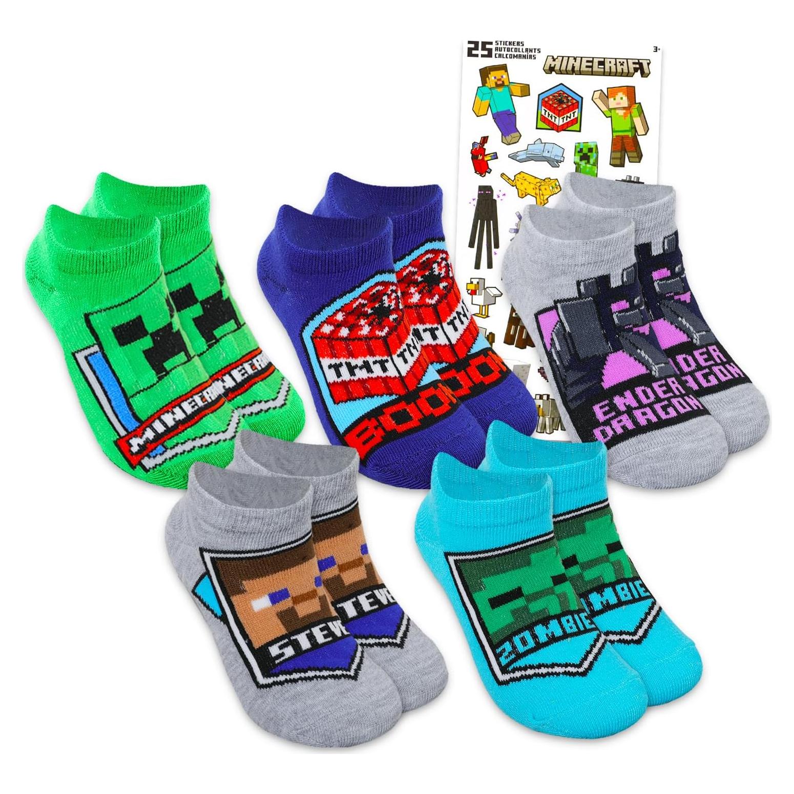 Conjunto de calcetines Minecraft para niños 5 pares 4-6 años