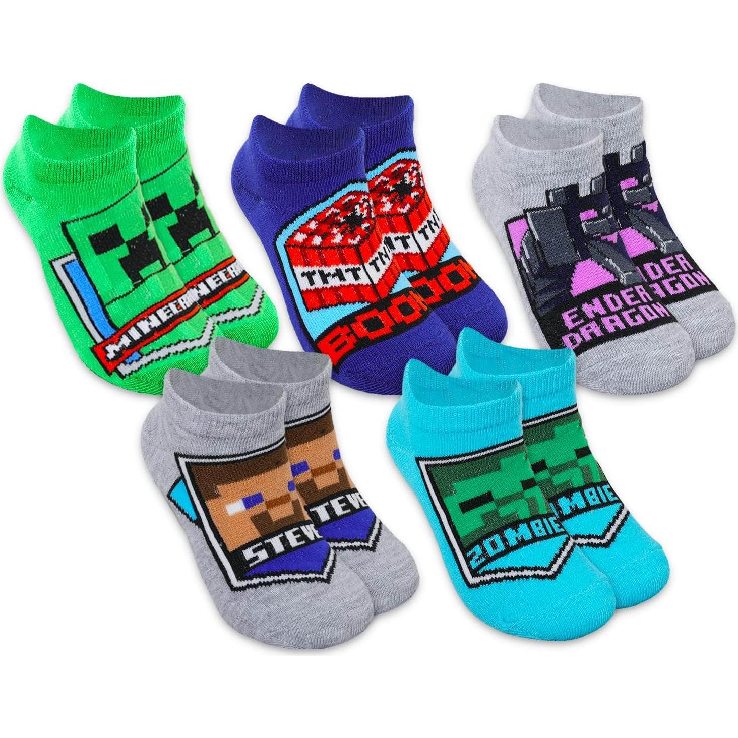 Conjunto de calcetines Minecraft para niños 5 pares 4-6 años