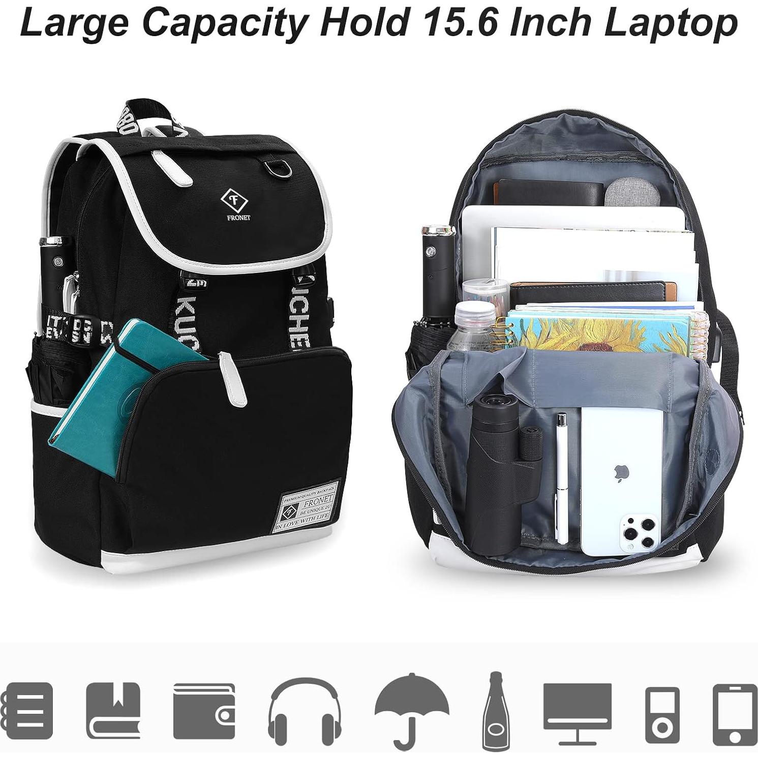 Mochila Escolar Unisex FRONET con Estuche y Caja Almuerzo 17L