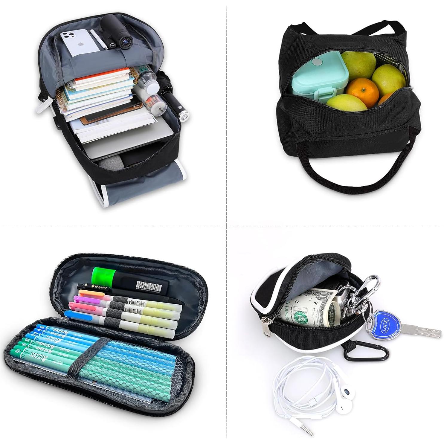 Mochila Escolar Unisex FRONET con Estuche y Caja Almuerzo 17L