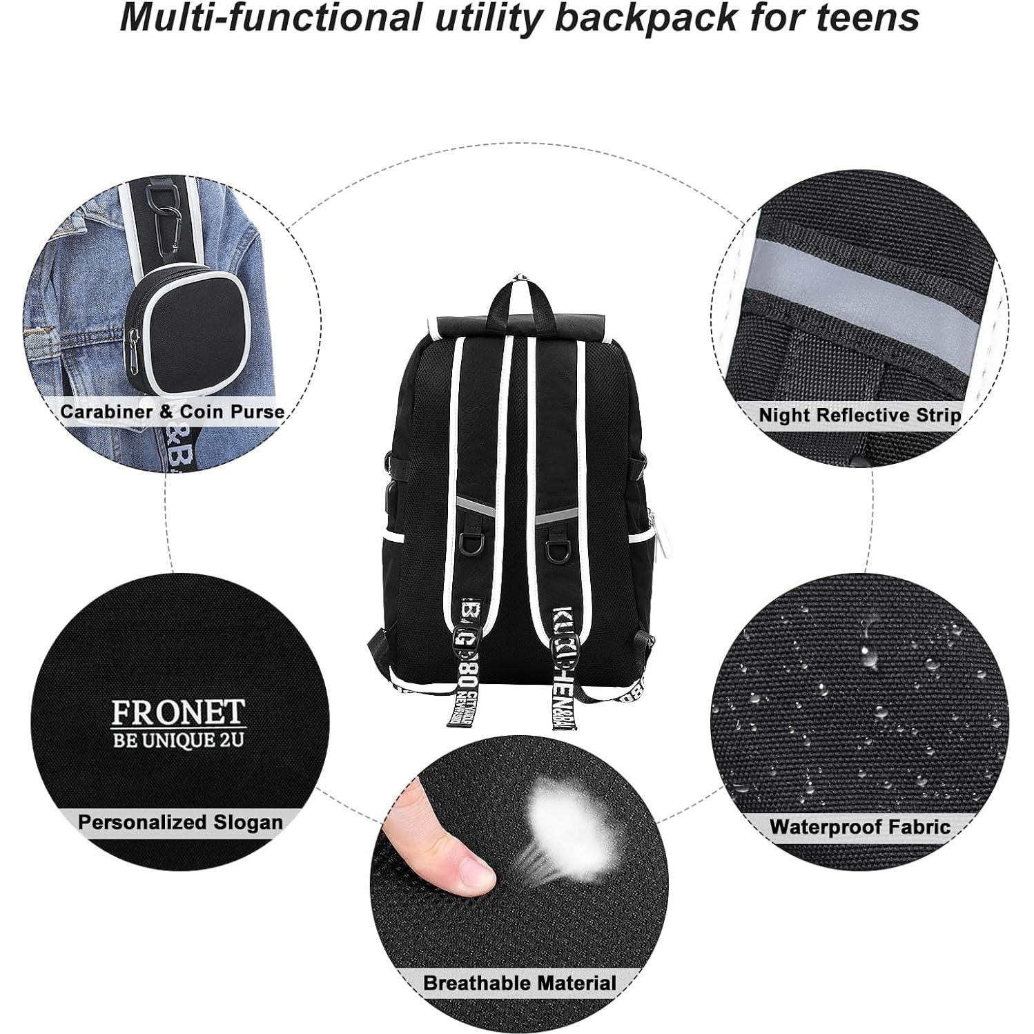 Mochila Escolar Unisex FRONET con Estuche y Caja Almuerzo 17L