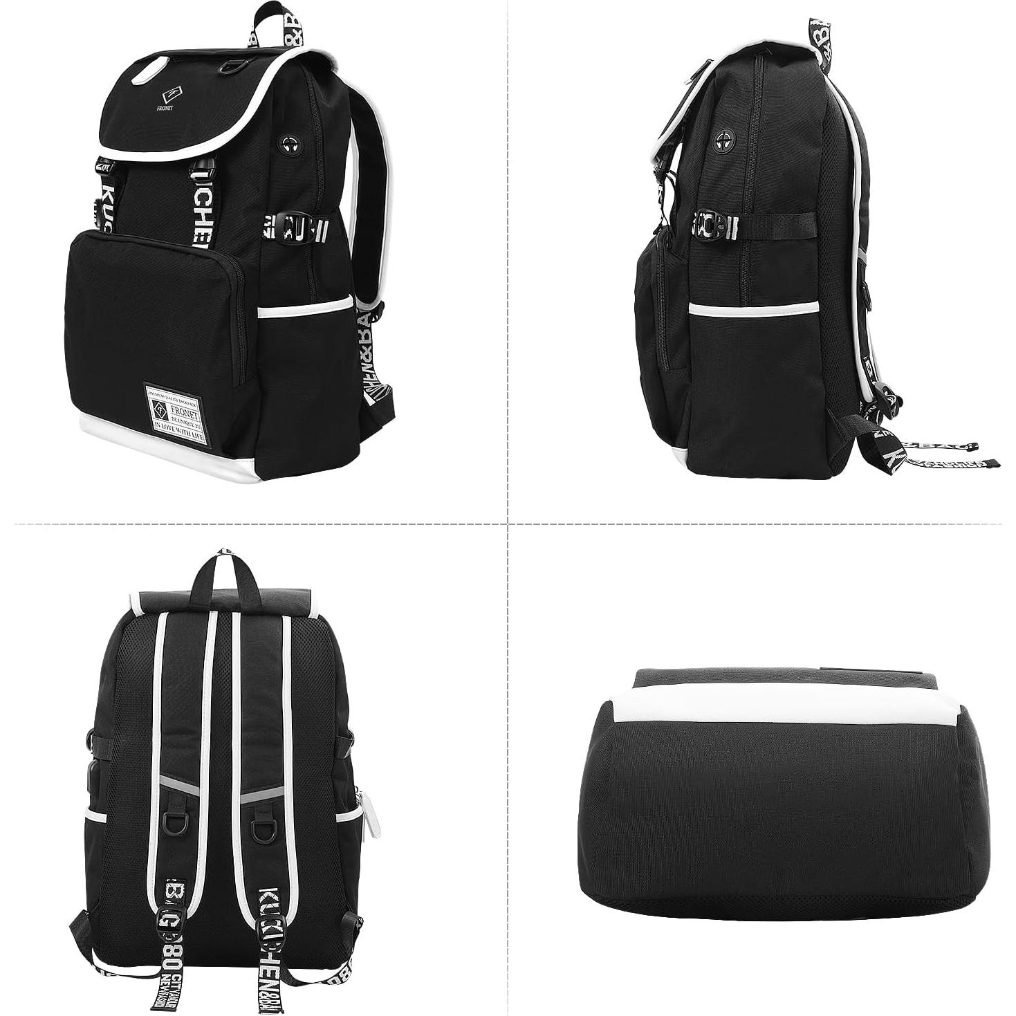 Mochila Escolar Unisex FRONET con Estuche y Caja Almuerzo 17L