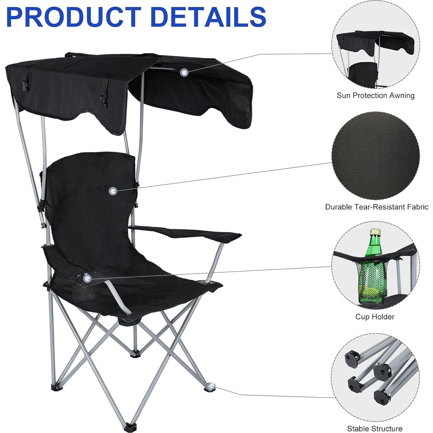 Silla de Camping Plegable Quik Shade 160048DS con Sombrilla