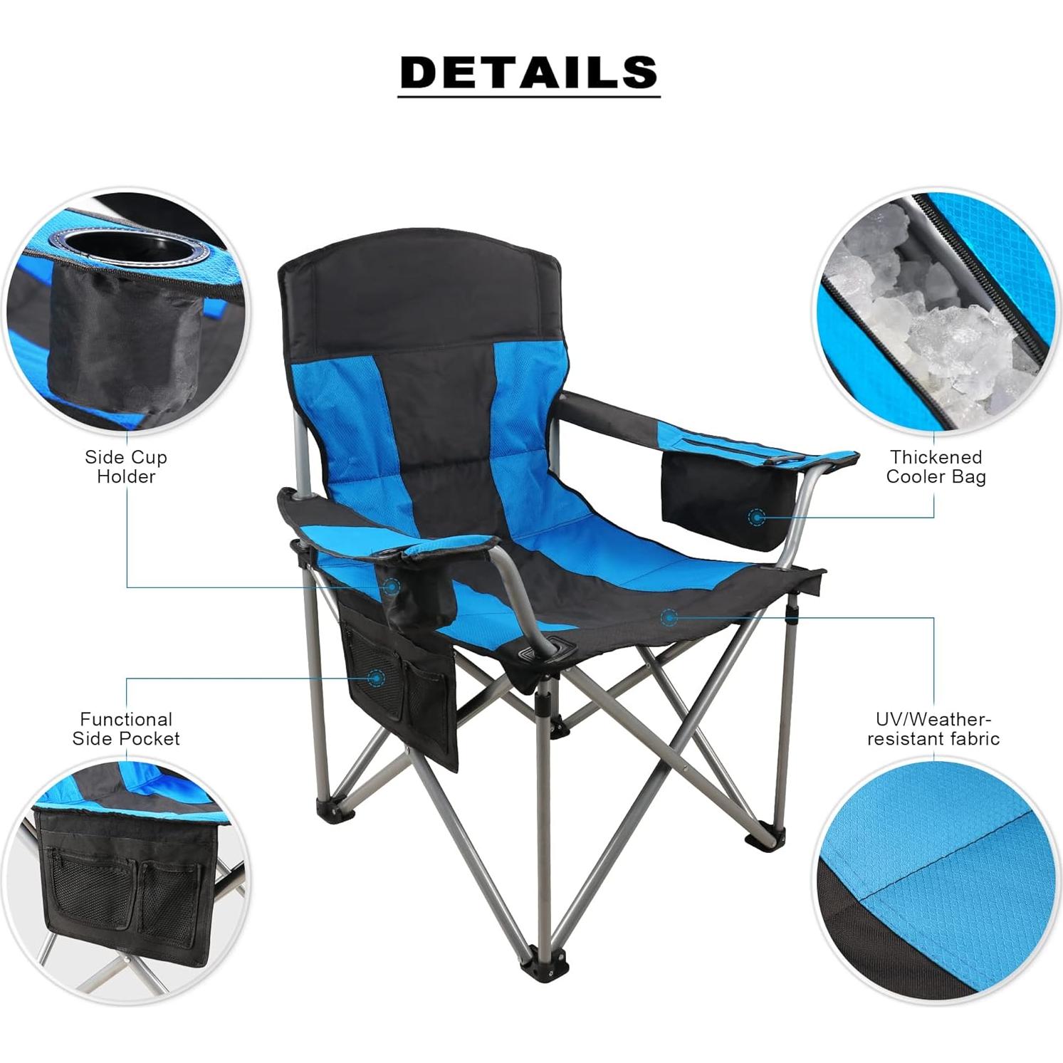 Silla de Camping Plegable SHSYCER Sobredimensionada 500lbs Azul