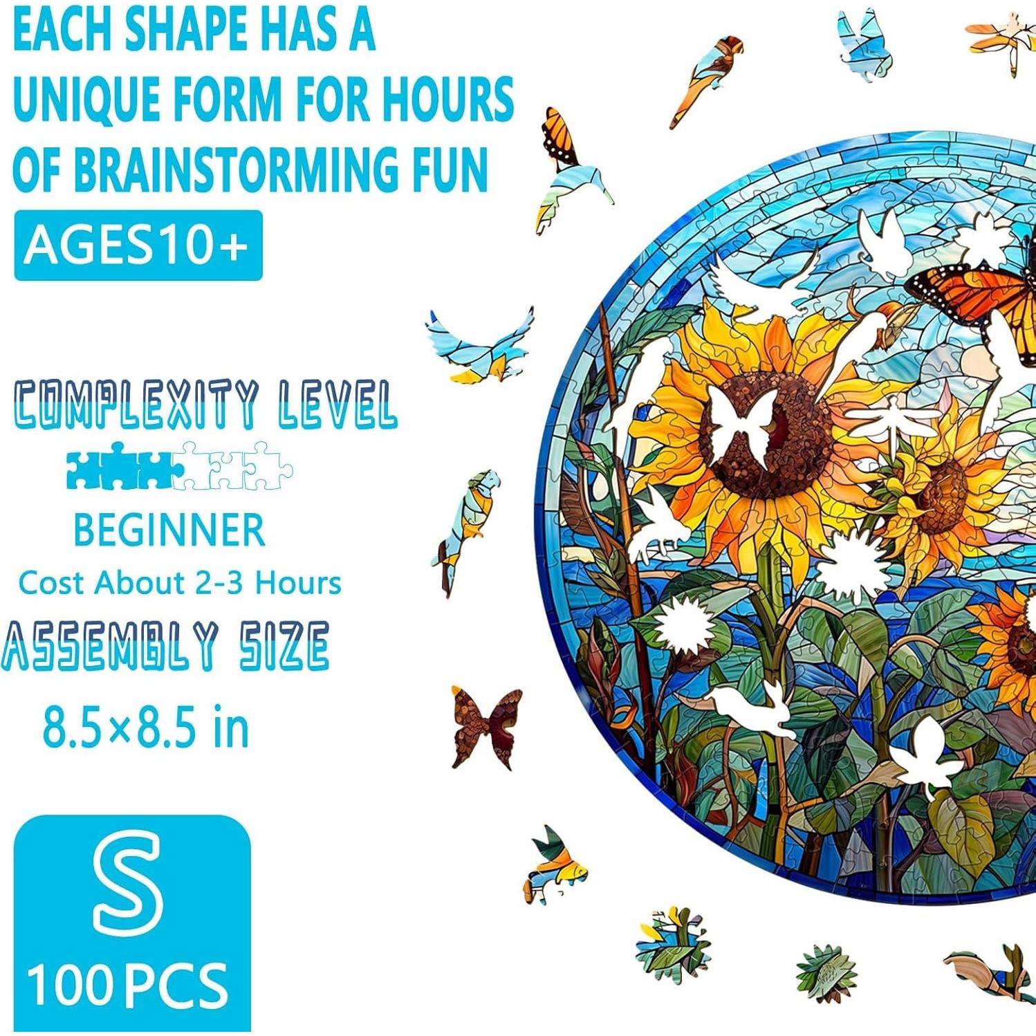 Rompecabezas de Madera Pijesaksa Girasol 100 Piezas 21,59 cm