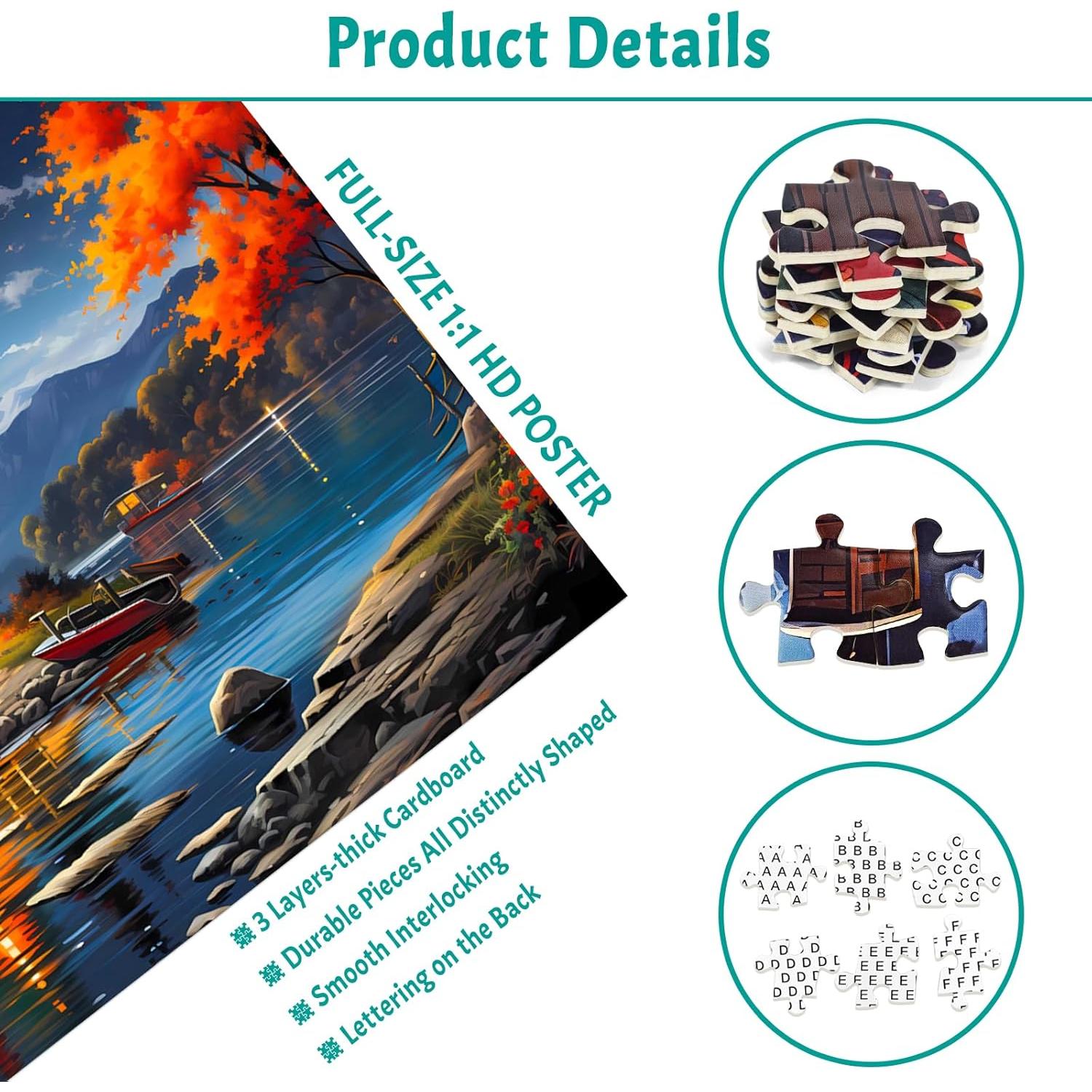 Rompecabezas 1000 Piezas MBOQIU Cabaña a la Luz de la Luna