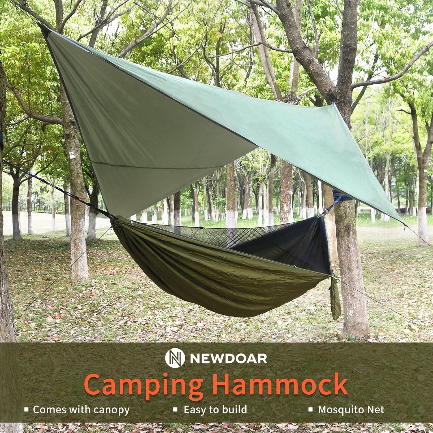 Hamaca de Camping NewDoar con Toldo Impermeable y Red Mosquitos