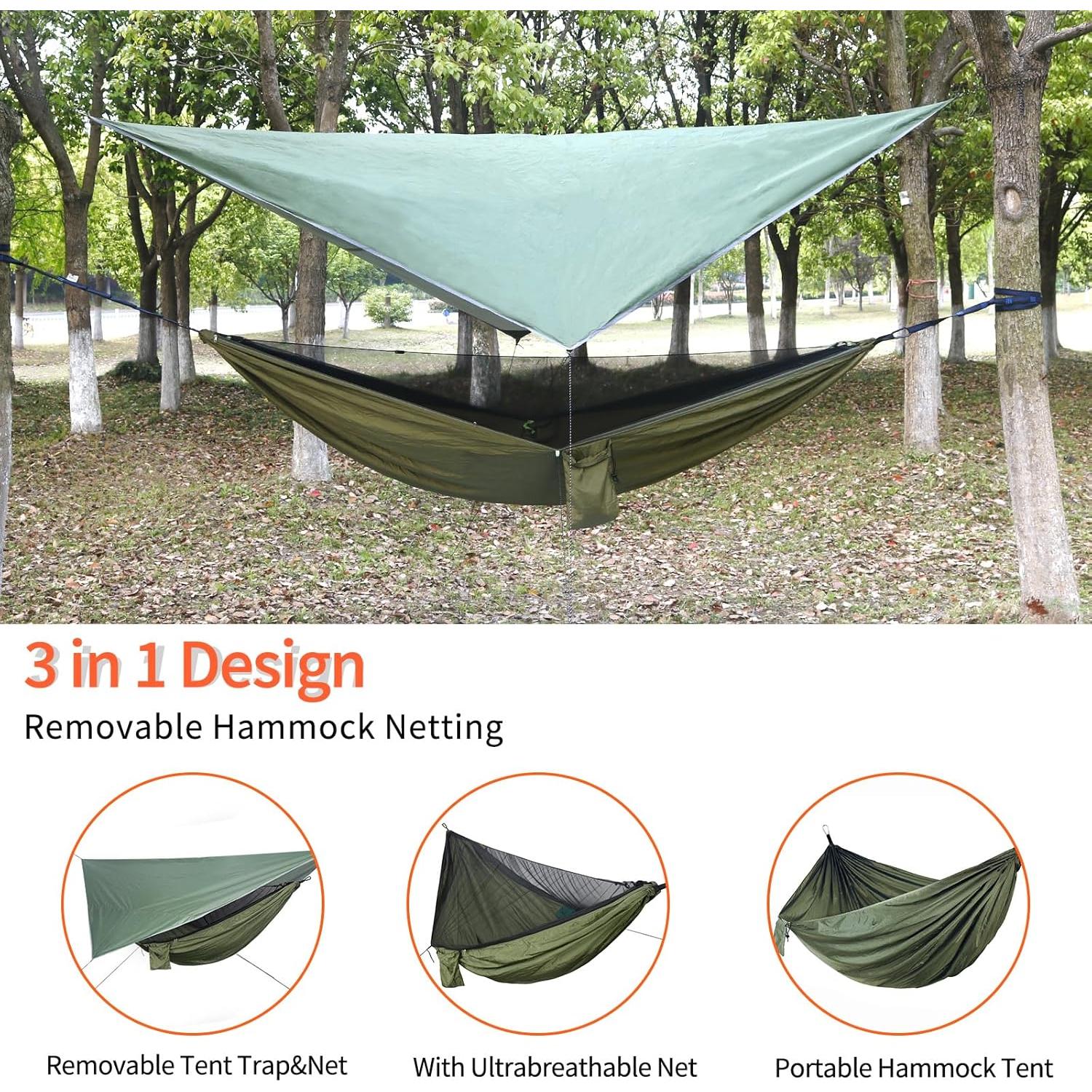 Hamaca de Camping NewDoar con Toldo Impermeable y Red Mosquitos