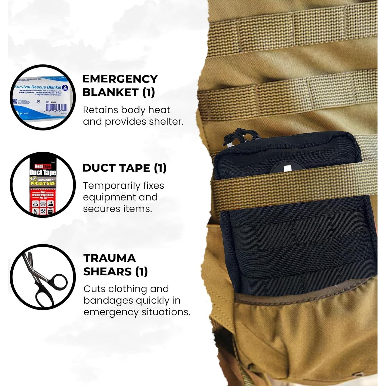 Kit de Primeros Auxilios IFAK HMZ Medical con Torniquete CAT Negro