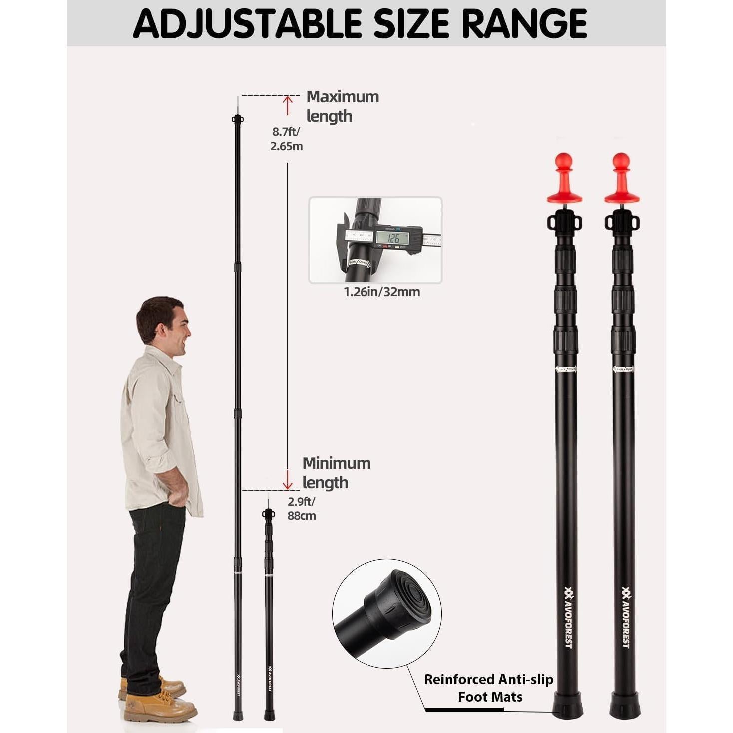 Postes de Toldo Ajustables AVOFOREST 2.65m Aluminio Impermeable